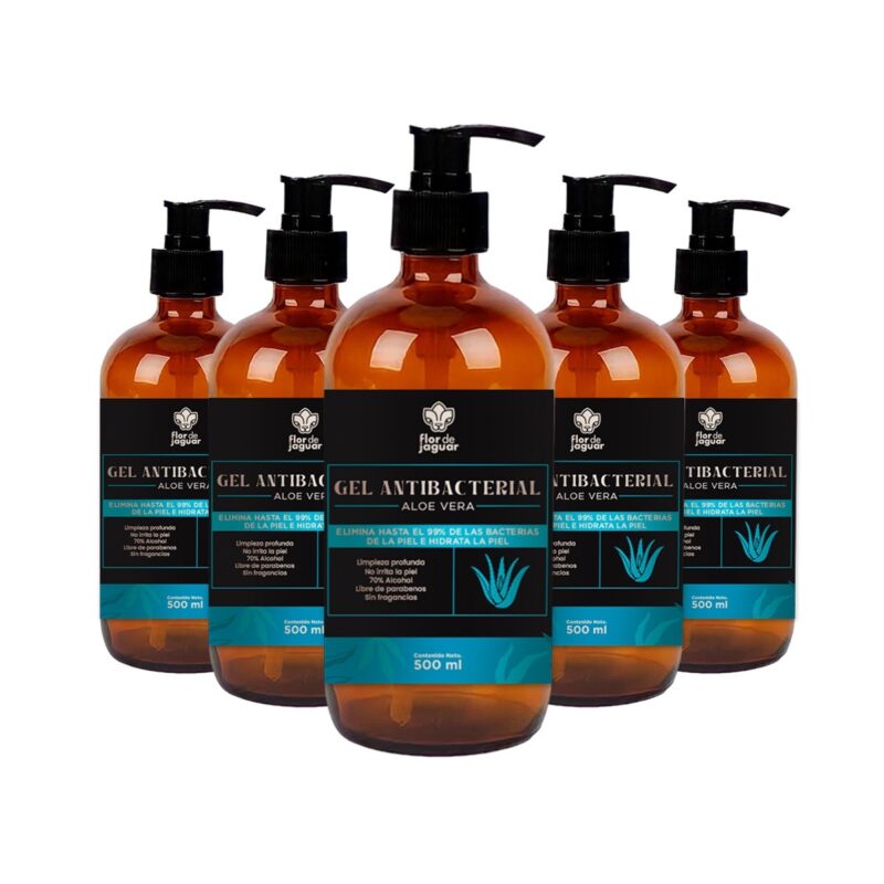 Gel Actibacterial con Aloe Vera, 500 ml (5 piezas)